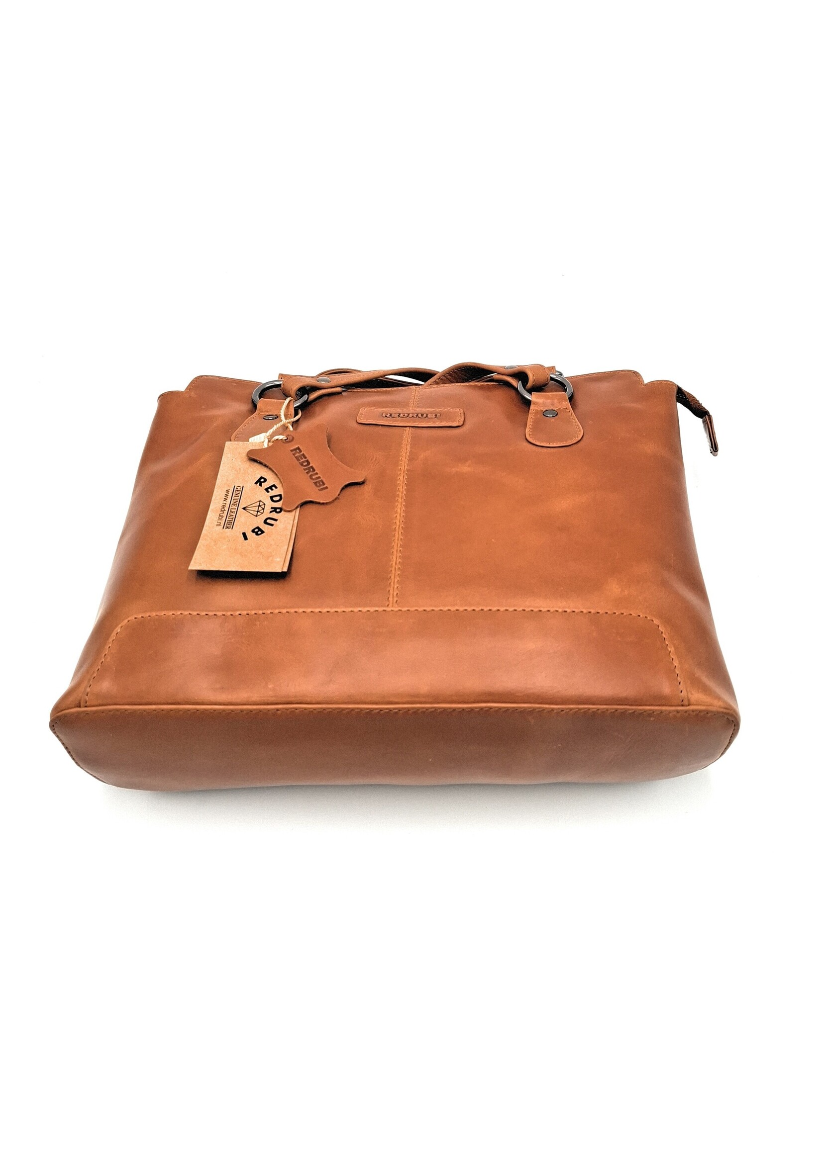REDRUBI REDRUBI – UM /6/ 1184 - Mit RFID geschützt - Echtleder - Damen Rucksack und Umhängetasche - Robust - Schick - Optik - Vintage Leder - Braun / Cognac