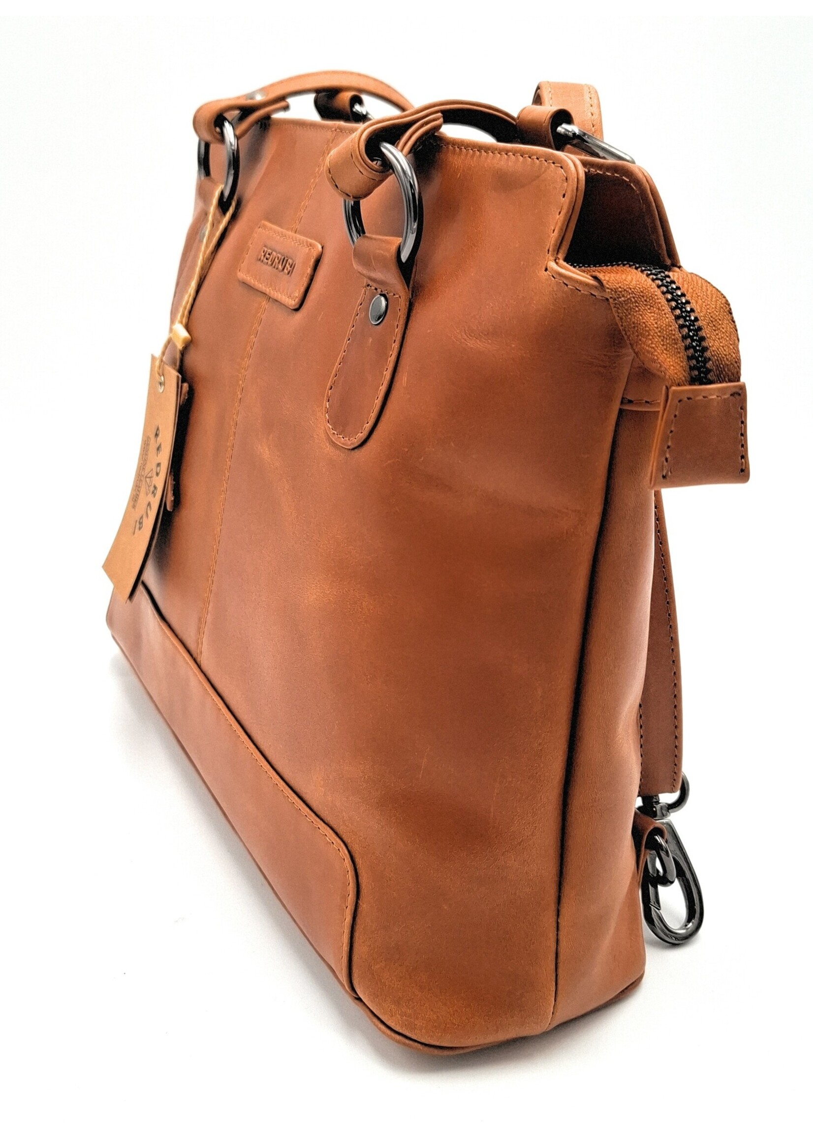 REDRUBI REDRUBI – UM /6/ 1184 - Met RFID protected -echt lederen - dames Rugzak en schoudertas - stevig - chique - uitstraling - vintage leder- bruin /cognac