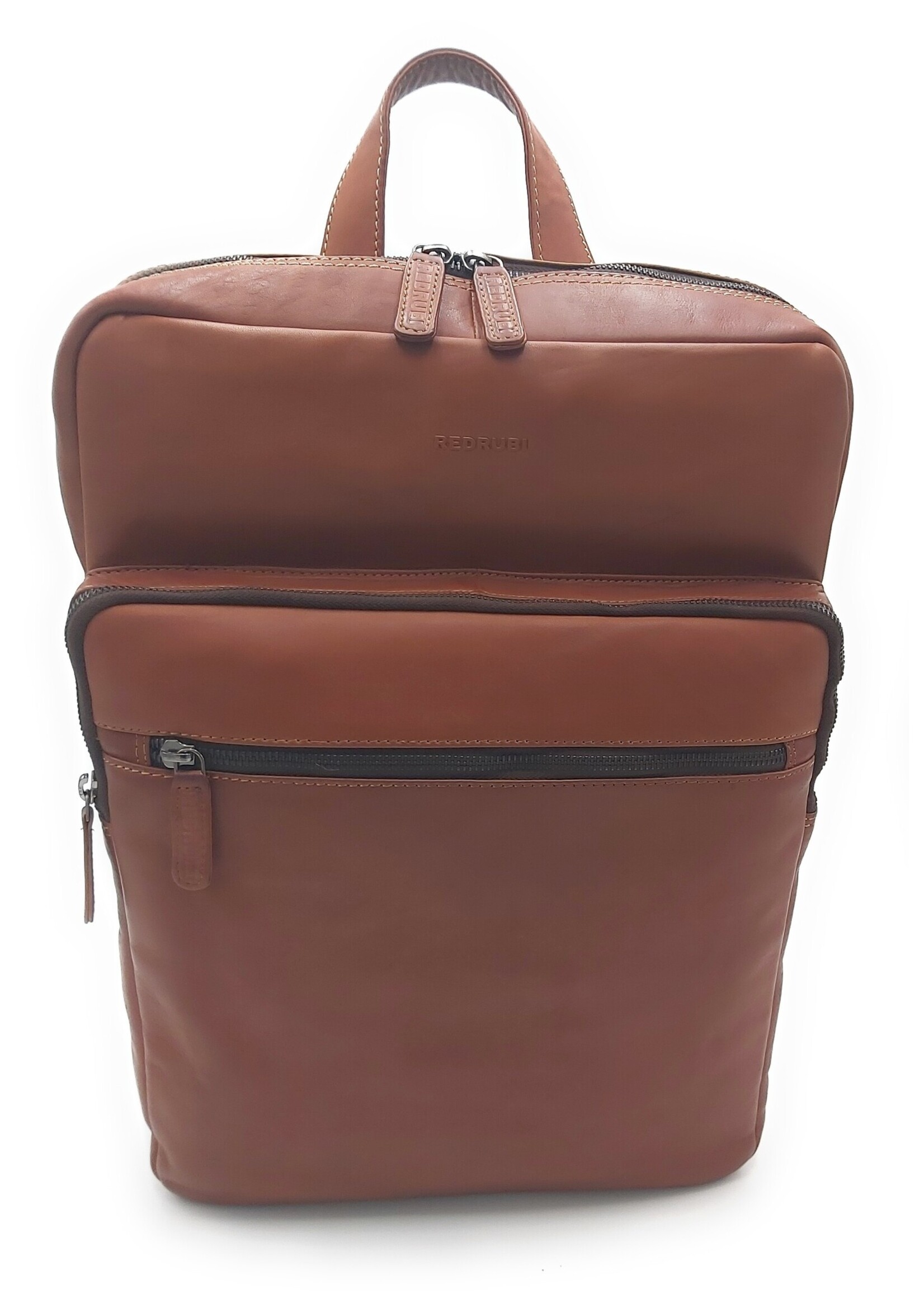 REDRUBI REDRUBI UM/6/1106 braun/cognac - Echtleder - Rucksack - Laptoptasche - robust - Vintage-Leder mit RFID-Schutz - braun / cognac