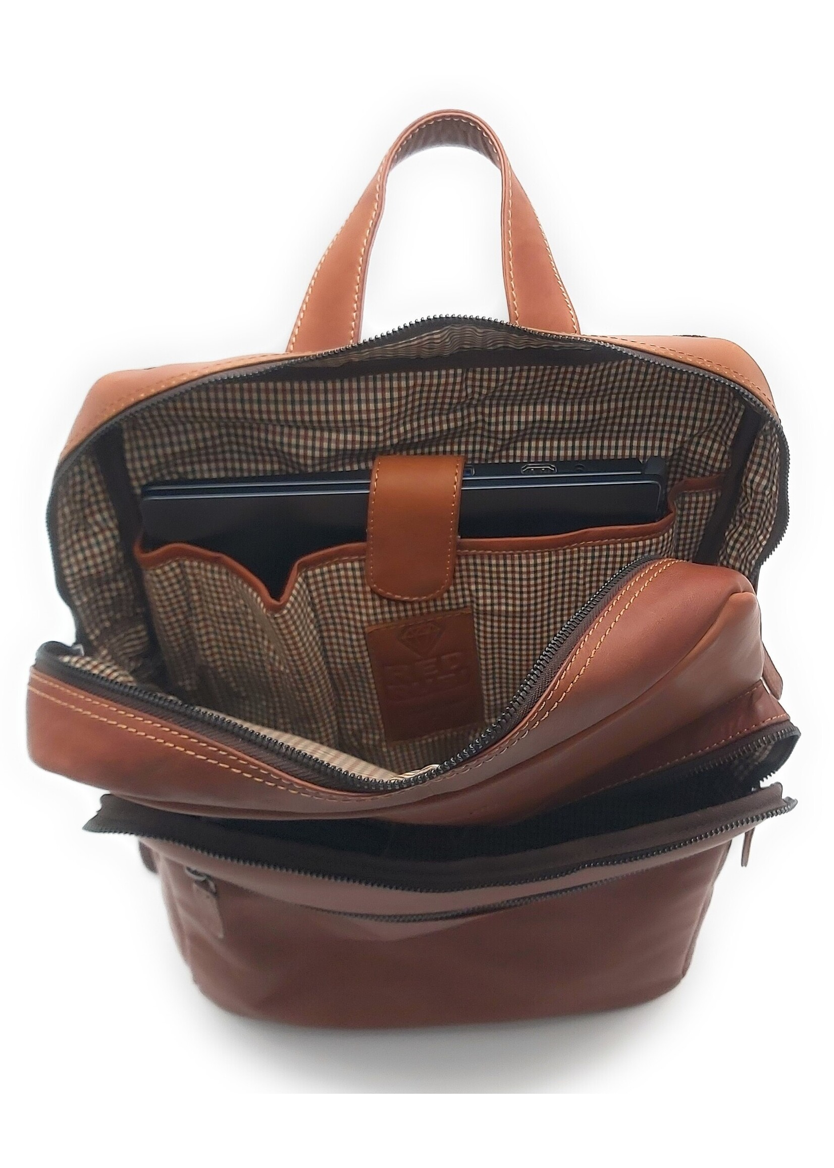REDRUBI REDRUBI UM/6/1106 braun/cognac - Echtleder - Rucksack - Laptoptasche - robust - Vintage-Leder mit RFID-Schutz - braun / cognac