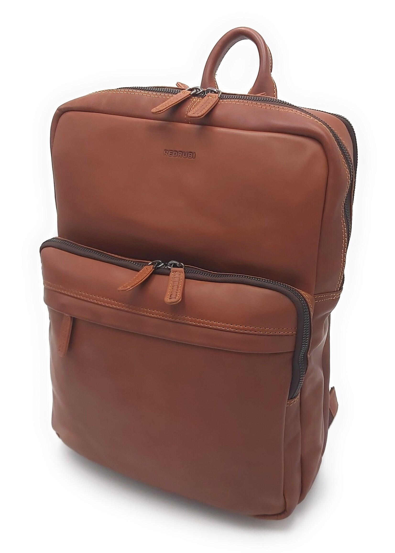 REDRUBI REDRUBI UM/6/1103 braun/cognac - Echtleder - Rucksack - Laptoptasche - robust - Vintage-Leder mit RFID-Schutz - braun / cognac