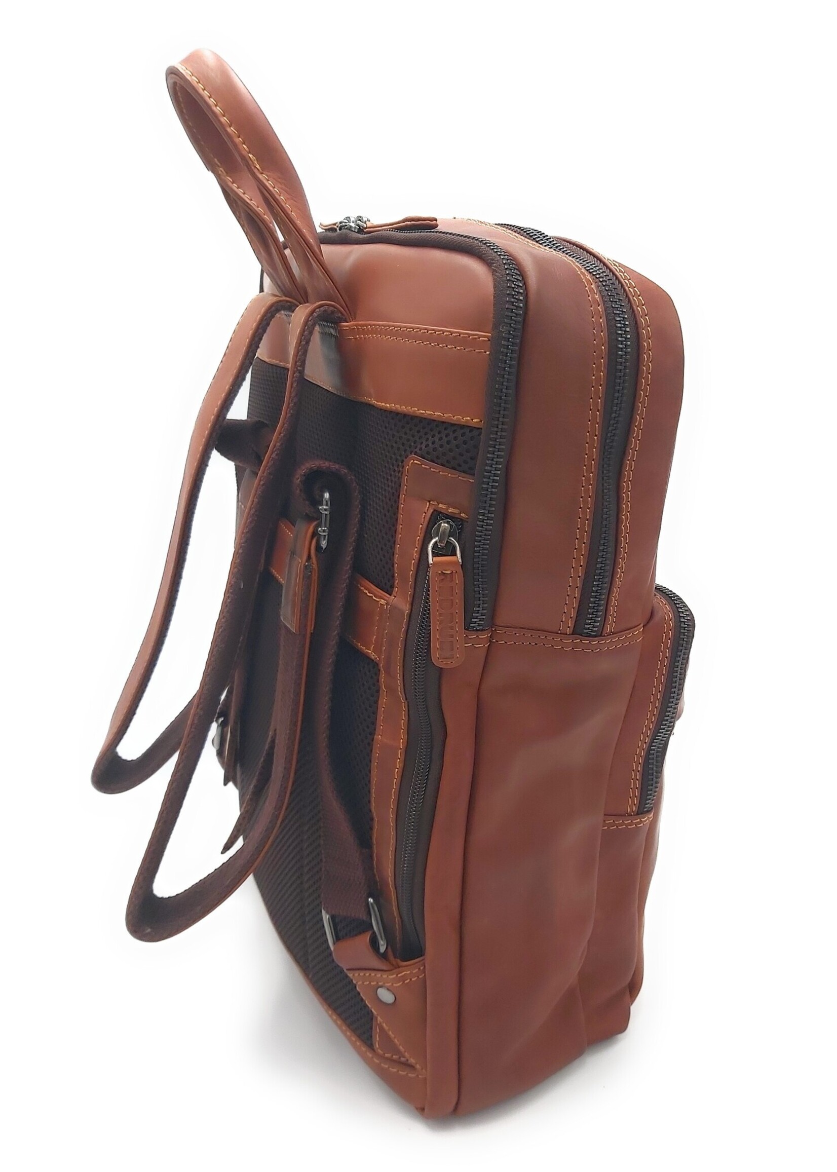 REDRUBI REDRUBI UM/6/1103 brown/cognac - genuine leather - backpack - laptop bag - sturdy - vintage leather with RFID protected - brown / cognac