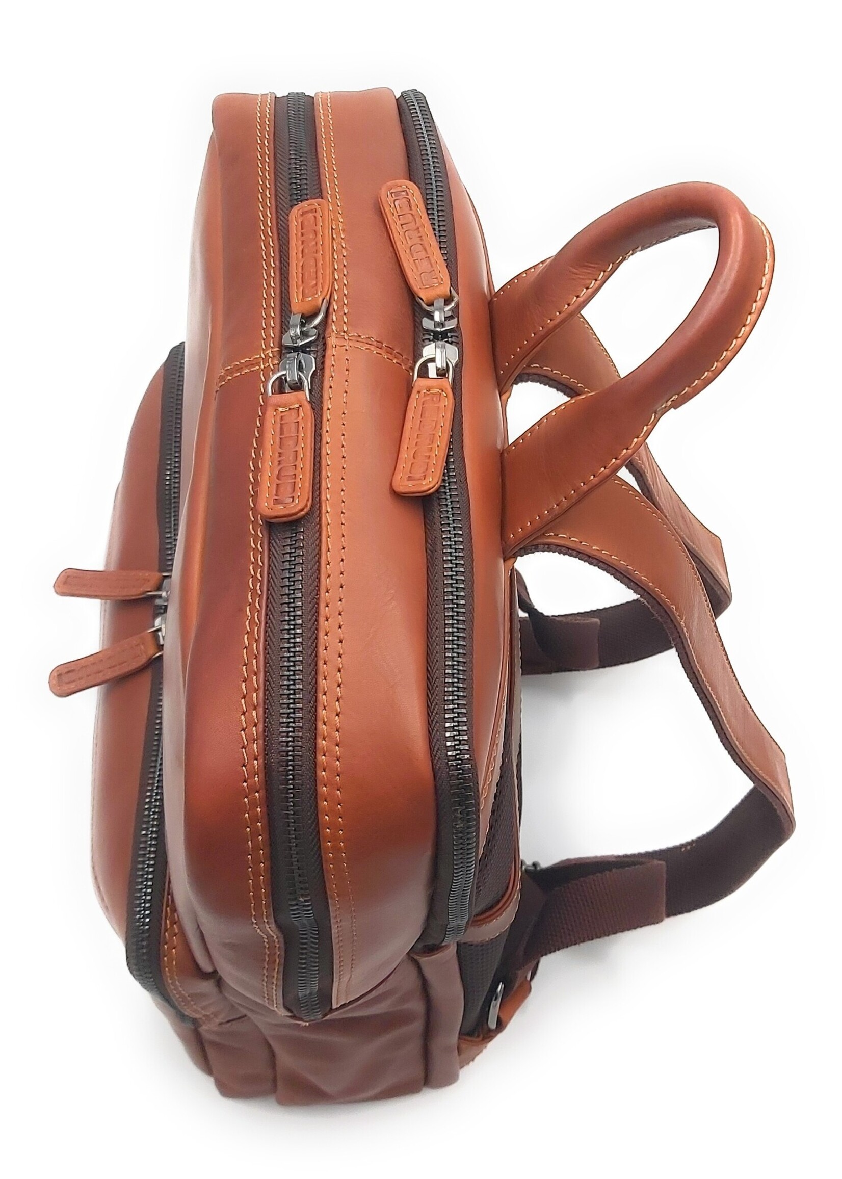 REDRUBI REDRUBI UM/6/1103 brown/cognac - genuine leather - backpack - laptop bag - sturdy - vintage leather with RFID protected - brown / cognac