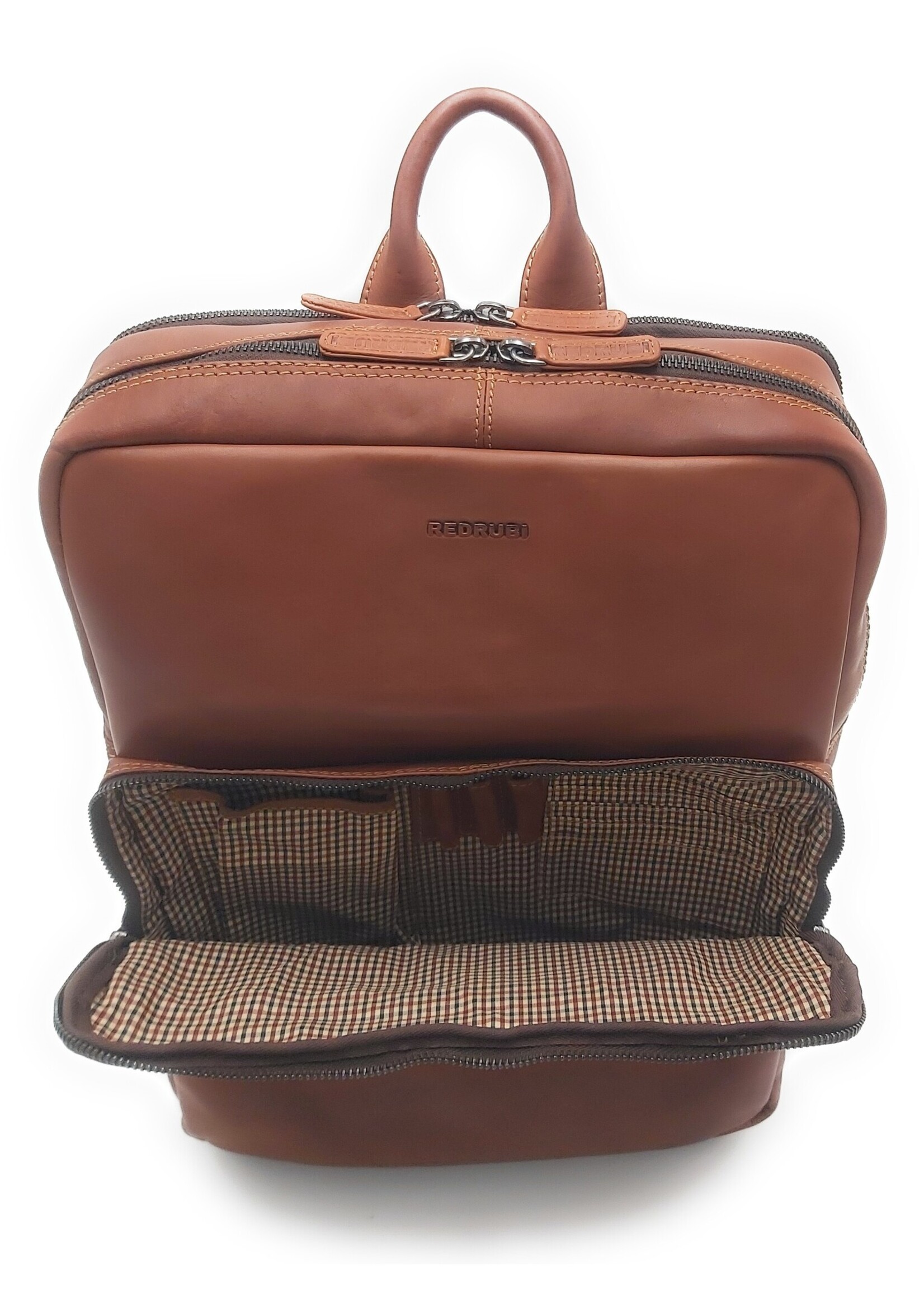 REDRUBI REDRUBI   UM/6/1103 bruin/cognac - echt leren - rugzak – laptoptas- stevig - vintage leder met RFID protected- bruin /cognac
