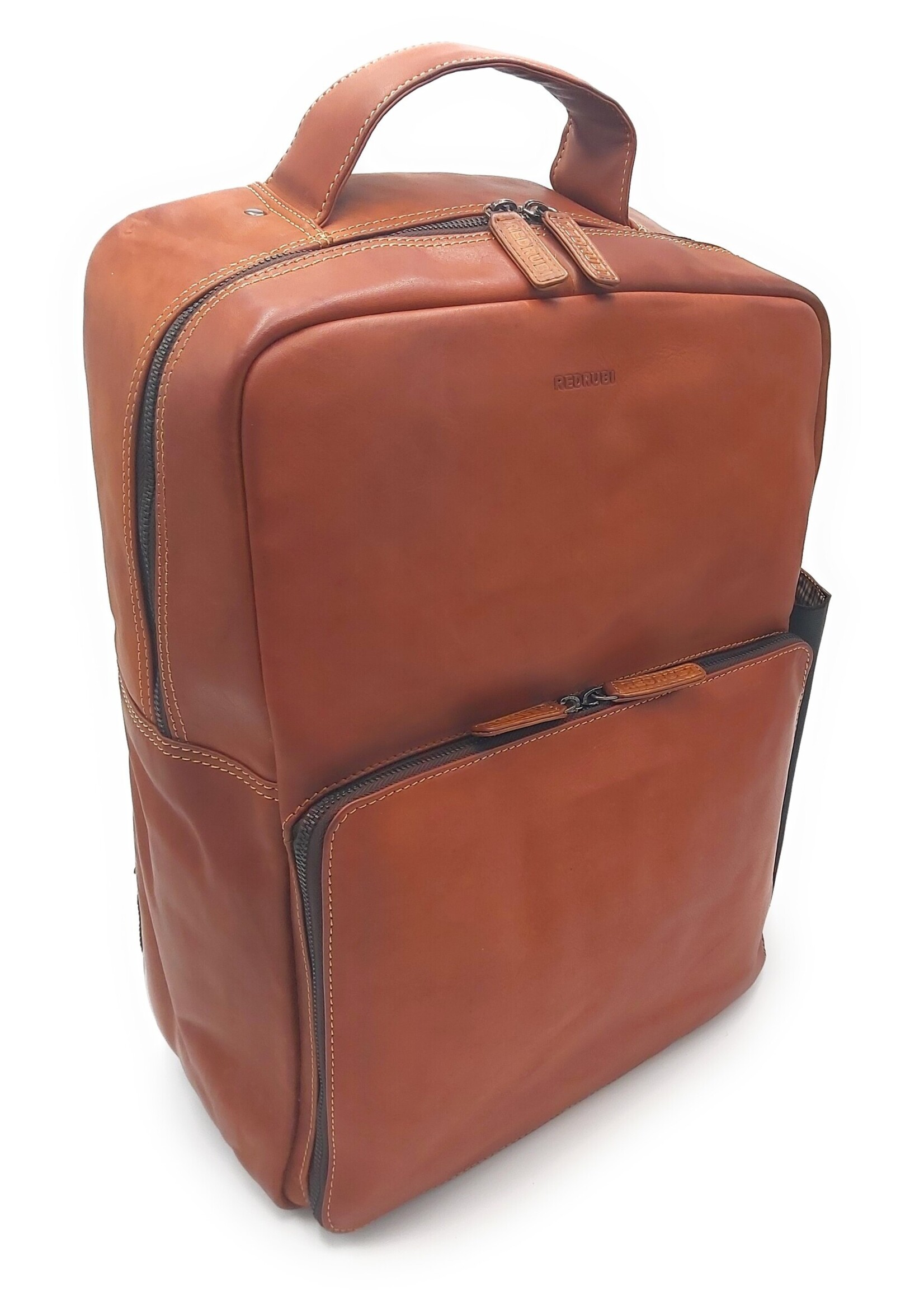 REDRUBI REDRUBI UM/7/1010 brown/cognac - genuine leather - backpack - laptop bag - sturdy - vintage leather with RFID protected - brown / cognac