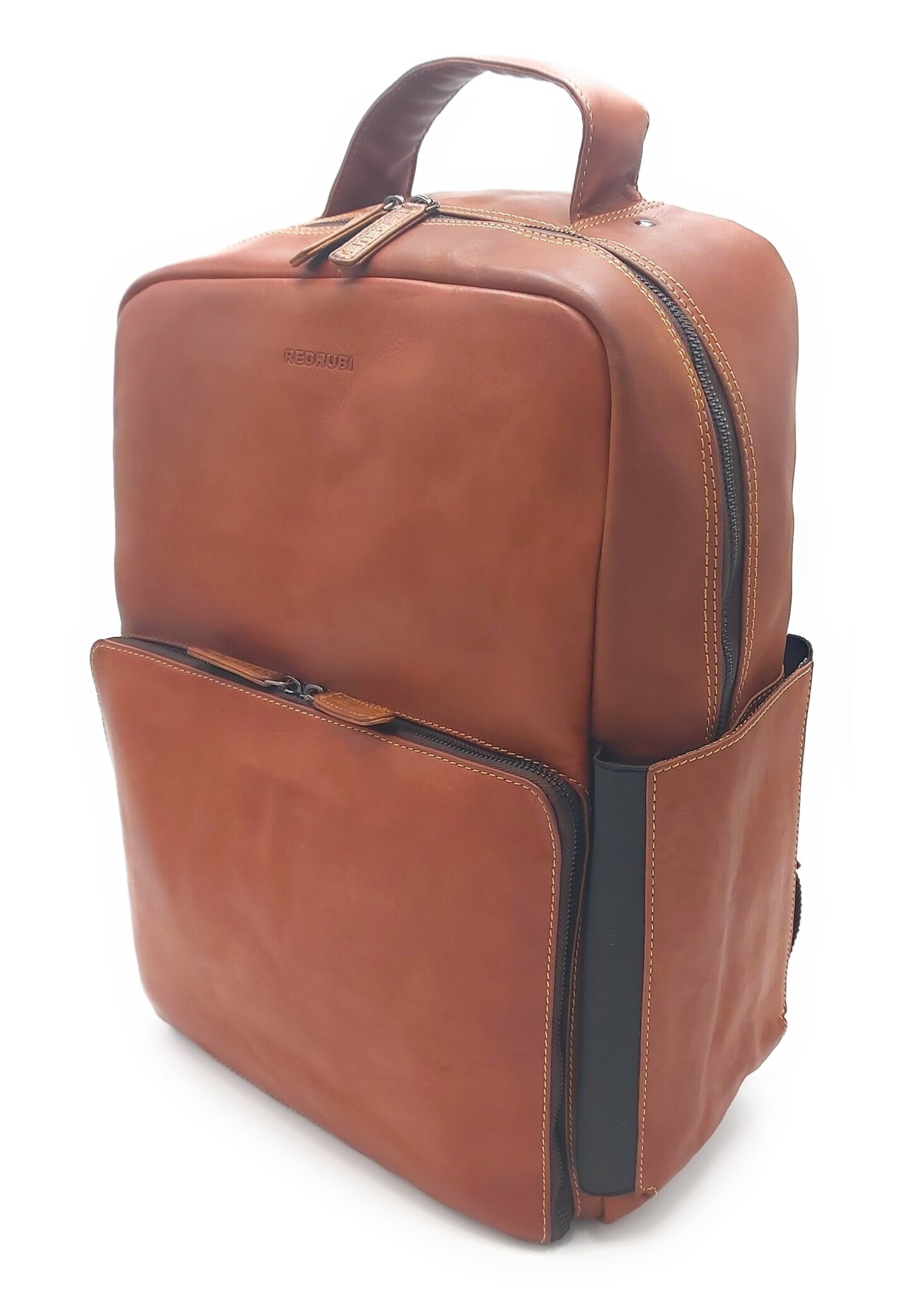 REDRUBI REDRUBI UM/7/1010 brown/cognac - genuine leather - backpack - laptop bag - sturdy - vintage leather with RFID protected - brown / cognac