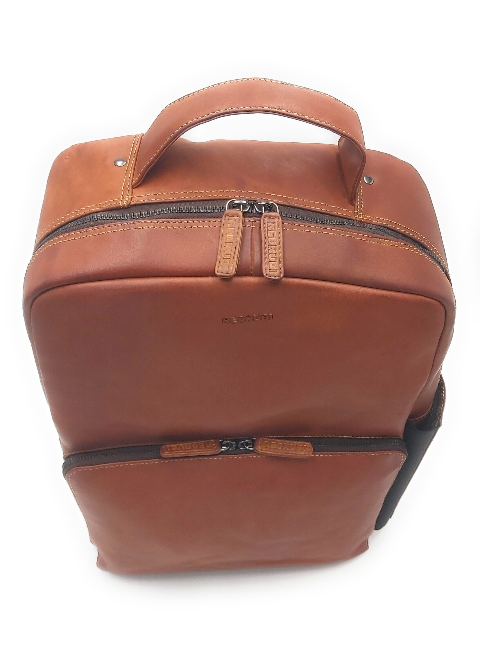 REDRUBI REDRUBI UM/7/1010 brown/cognac - genuine leather - backpack - laptop bag - sturdy - vintage leather with RFID protected - brown / cognac