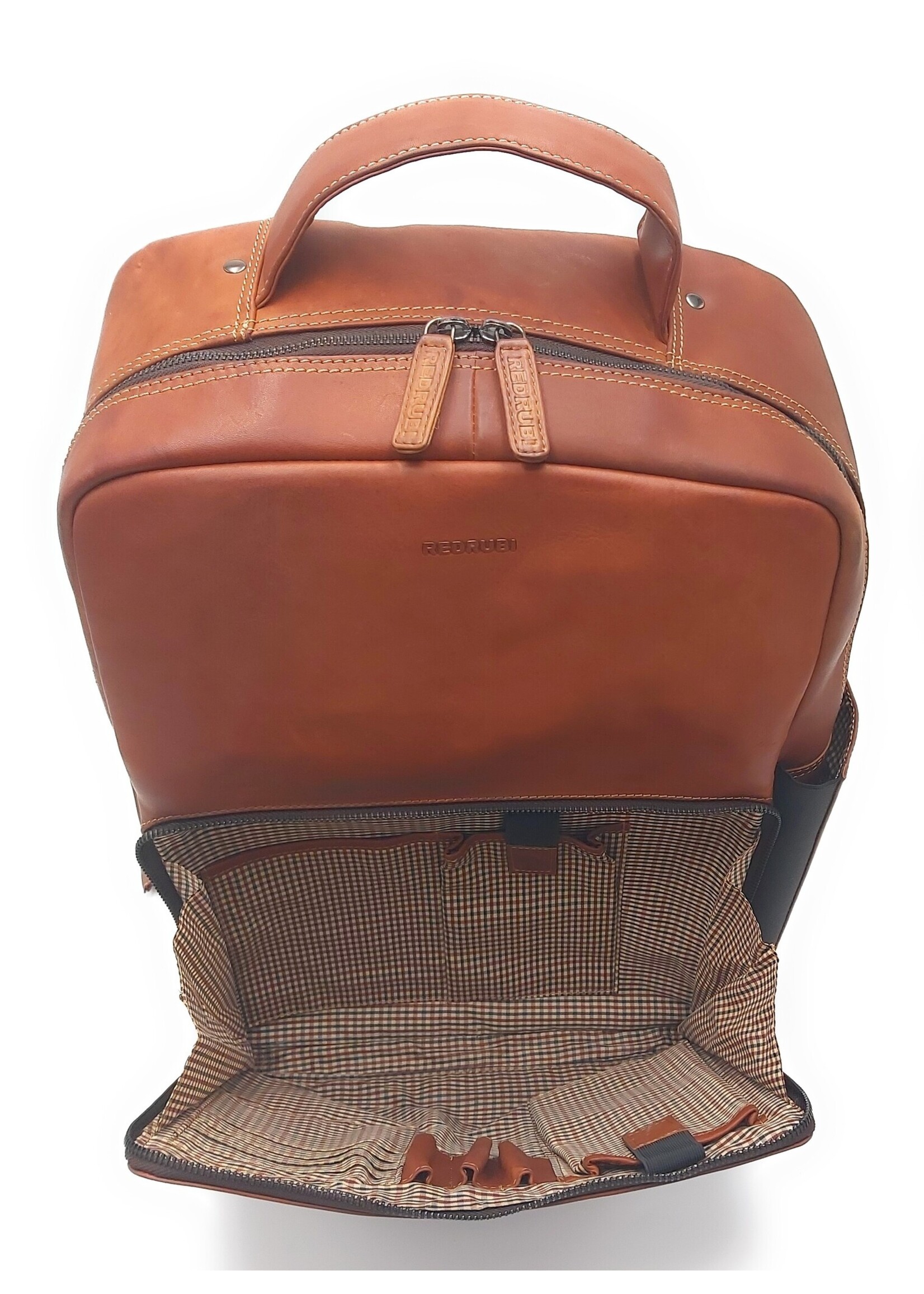 REDRUBI REDRUBI UM/7/1010 brown/cognac - genuine leather - backpack - laptop bag - sturdy - vintage leather with RFID protected - brown / cognac