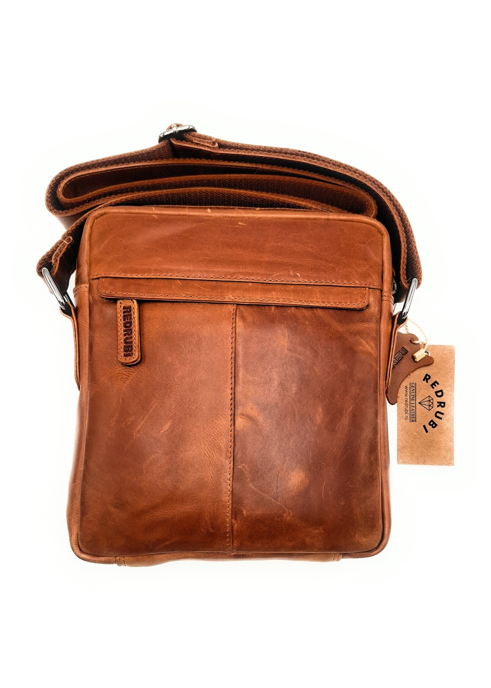 REDRUBI REDRUBI -UM/6/1187 -With RFID protected - genuine leather - shoulder bag - crossbody bag - sturdy - vintage leather - brown / cognac