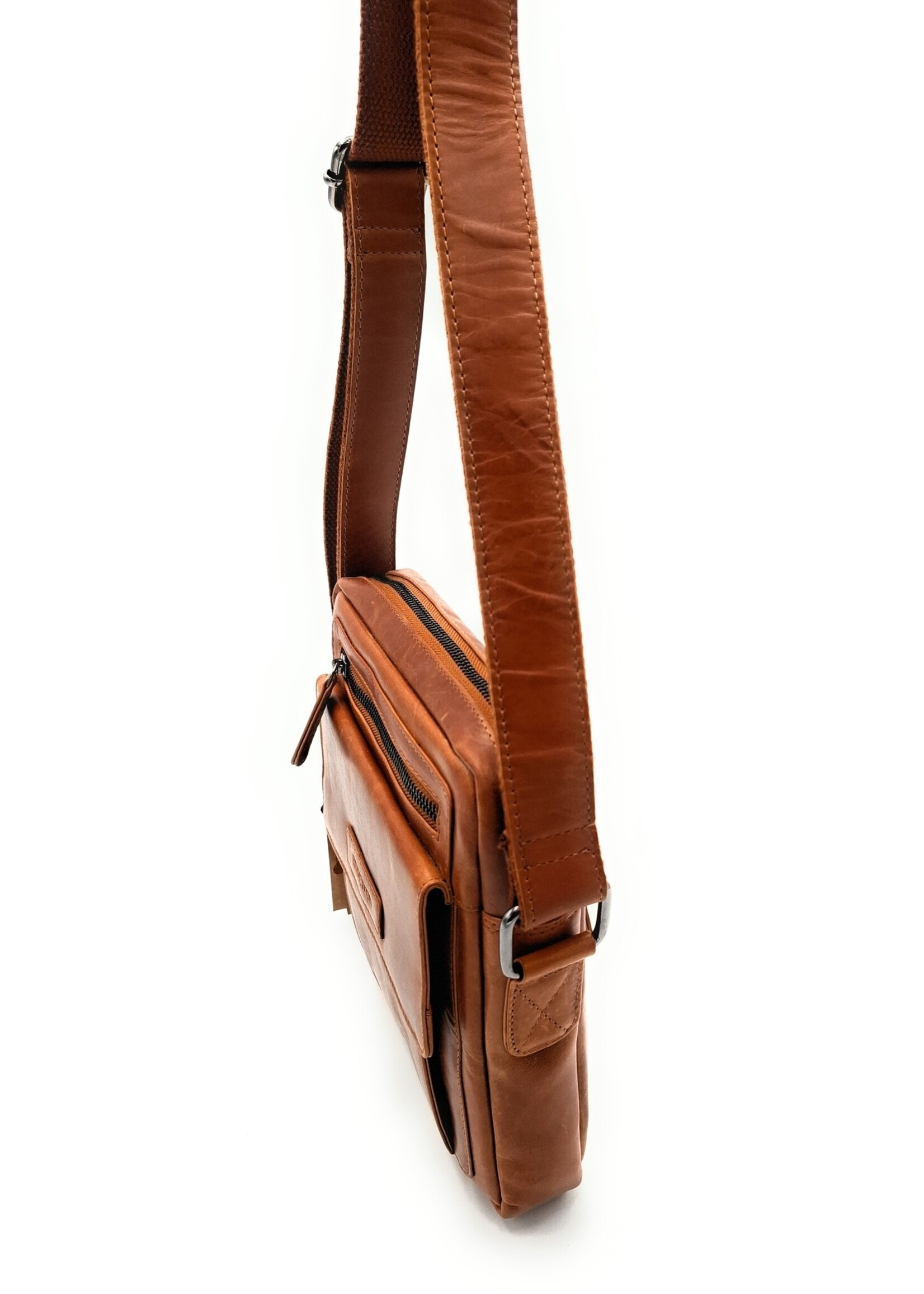 REDRUBI REDRUBI -UM/6/1187 -With RFID protected - genuine leather - shoulder bag - crossbody bag - sturdy - vintage leather - brown / cognac