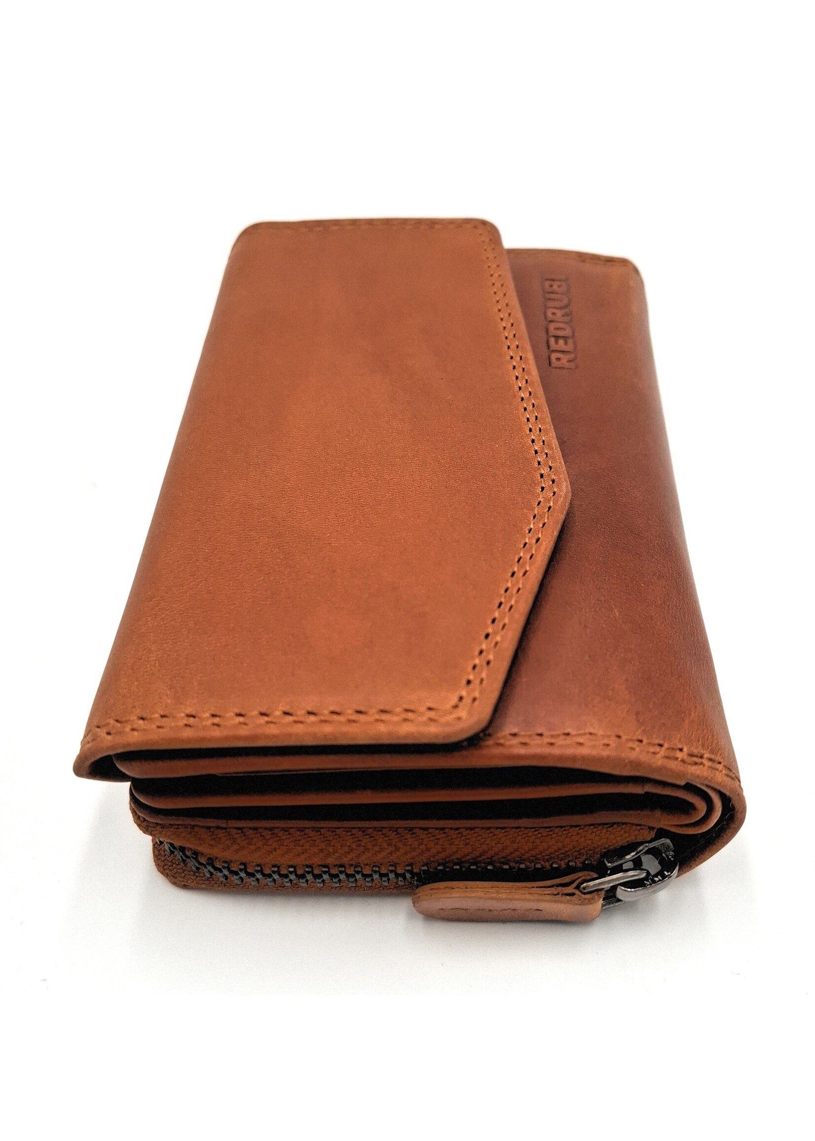 REDRUBI REDRUBI - UM/1-402 - leder- rits portemonnee -met RFID – bruin / cognac