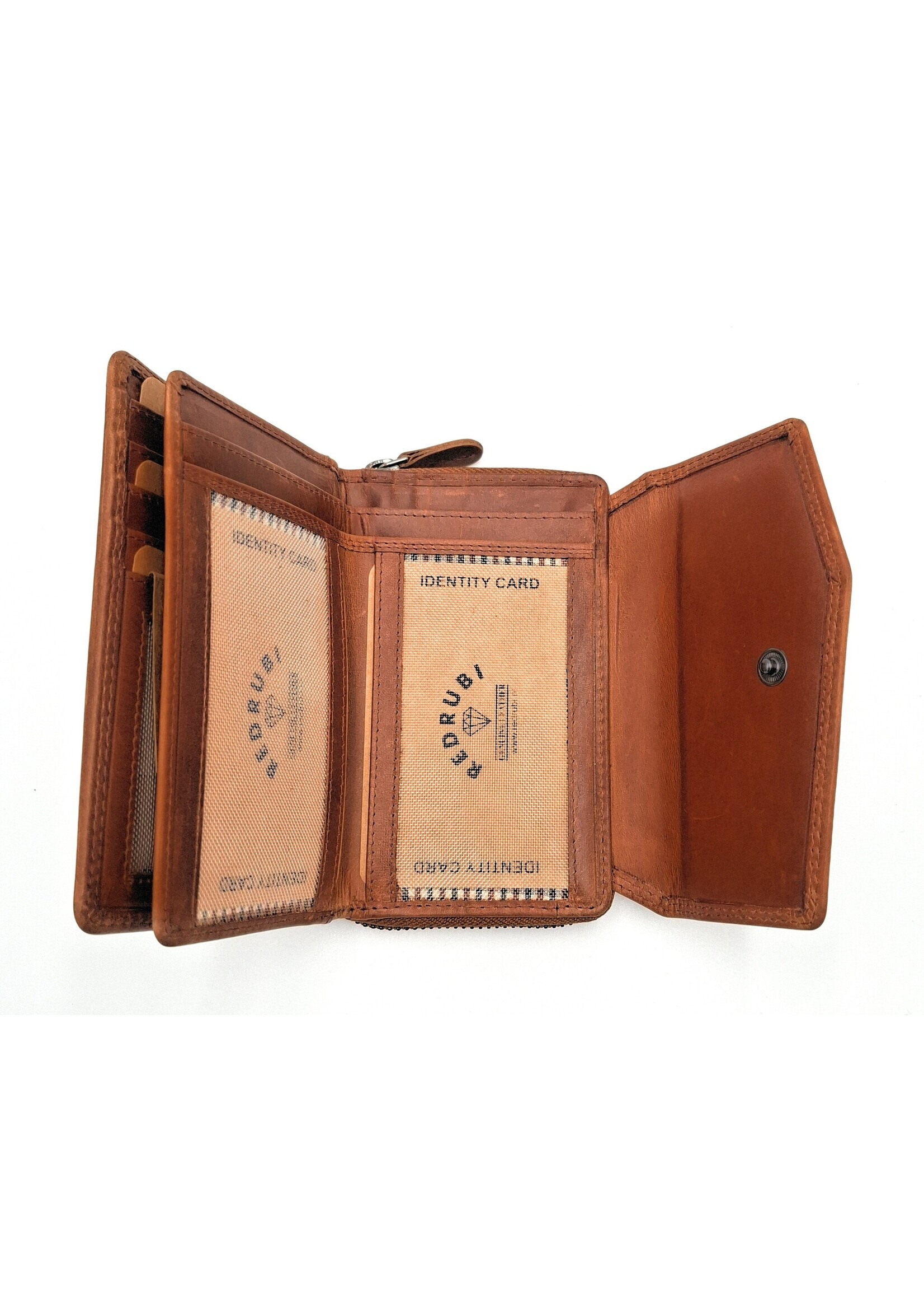 REDRUBI REDRUBI - UM/1-402 - leder- rits portemonnee -met RFID – bruin / cognac
