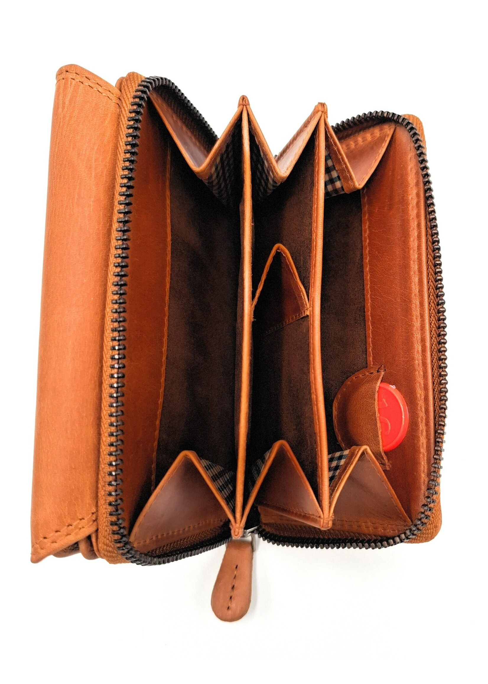 REDRUBI REDRUBI - UM/1-402 - leder- rits portemonnee -met RFID – bruin / cognac