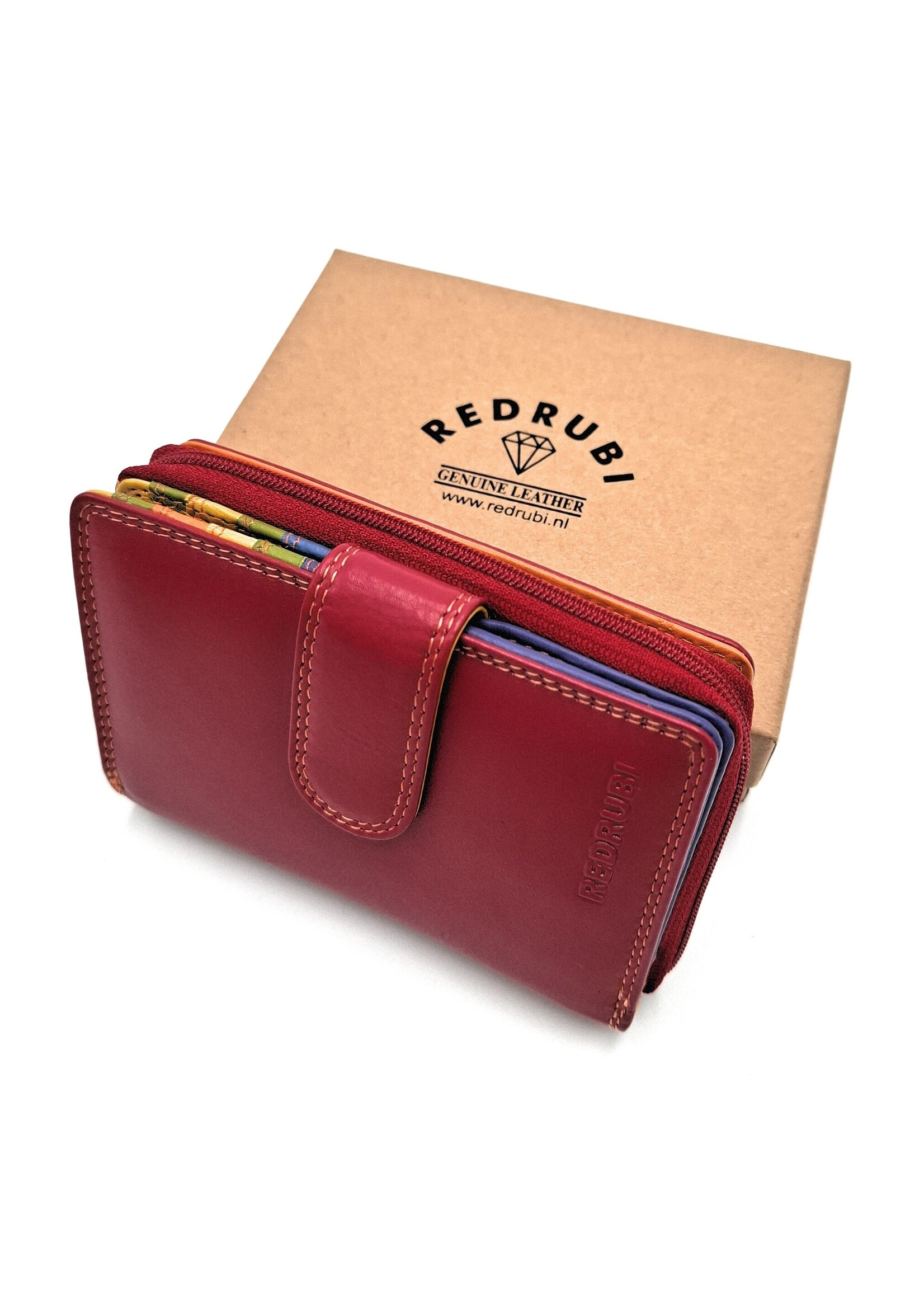REDRUBI REDRUBI UM/1-425 MET RFID - LUXE DAMES PORTEMONNEE ROOD MULTICOLOUR