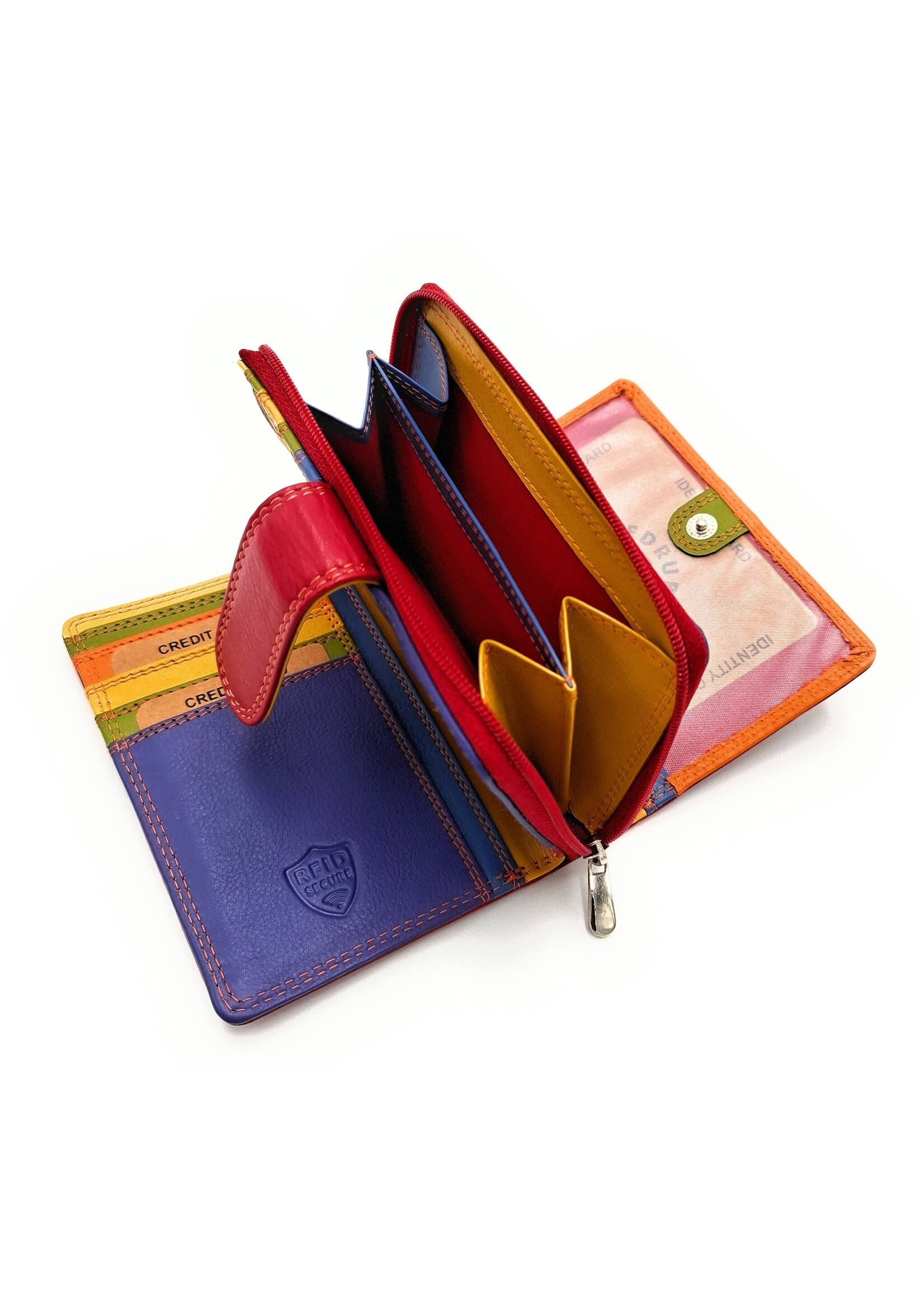 REDRUBI REDRUBI UM/1-425 MET RFID - LUXE DAMES PORTEMONNEE ROOD MULTICOLOUR