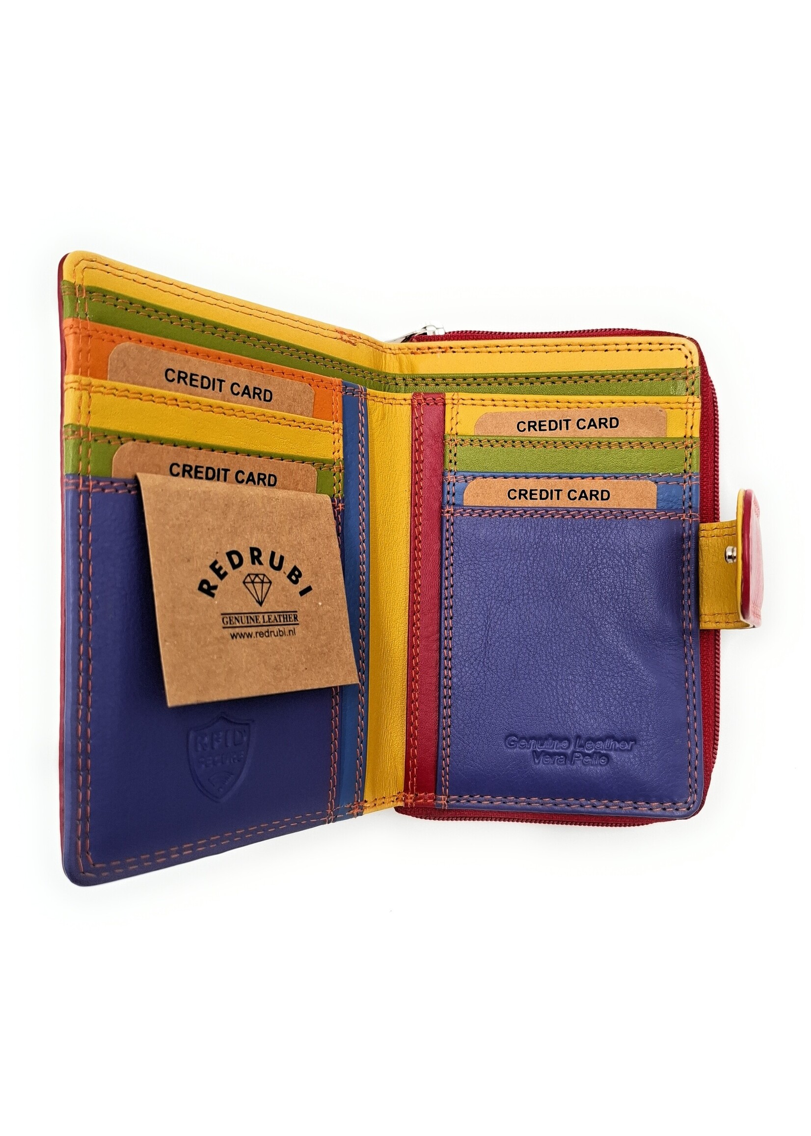 REDRUBI REDRUBI UM/1-425 MET RFID - LUXE DAMES PORTEMONNEE ROOD MULTICOLOUR