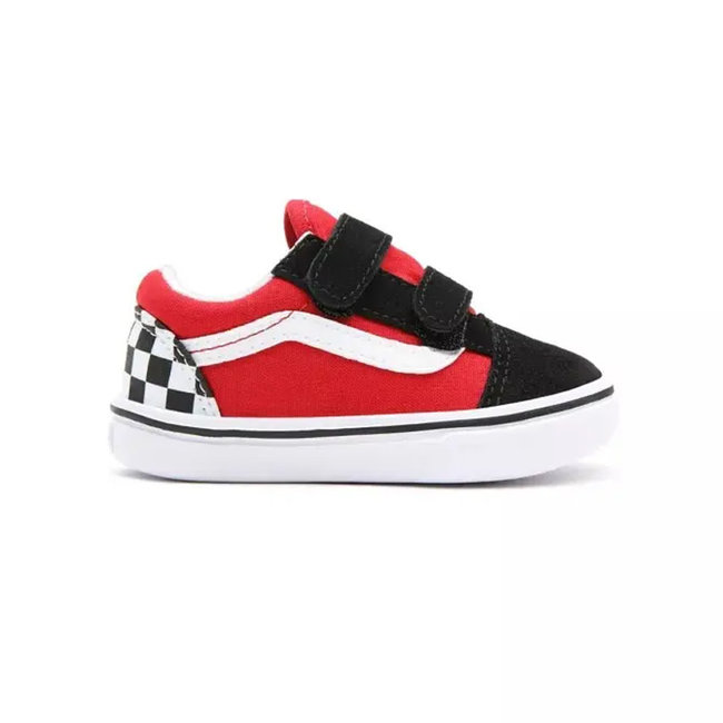 Kids Old Skool V ComfyCush Schoenen Black Red Checkerboard - RSI