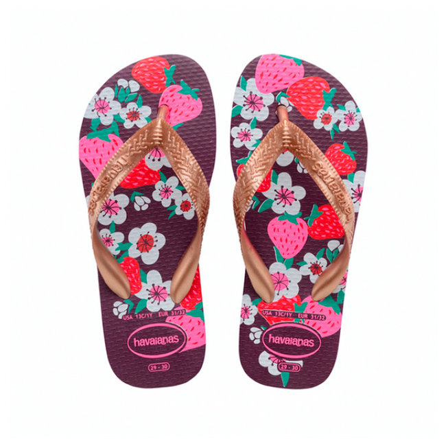 Havaianas Kids Flores Slippers - Eggplant Rose Gold