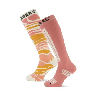 Poederbaas Ski Socks (2-pack) - Zebra Pink