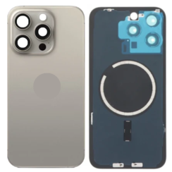 For iPhone 15 Pro Back Glass With Bracket, Camera Lens and Magnets Natural Titanium