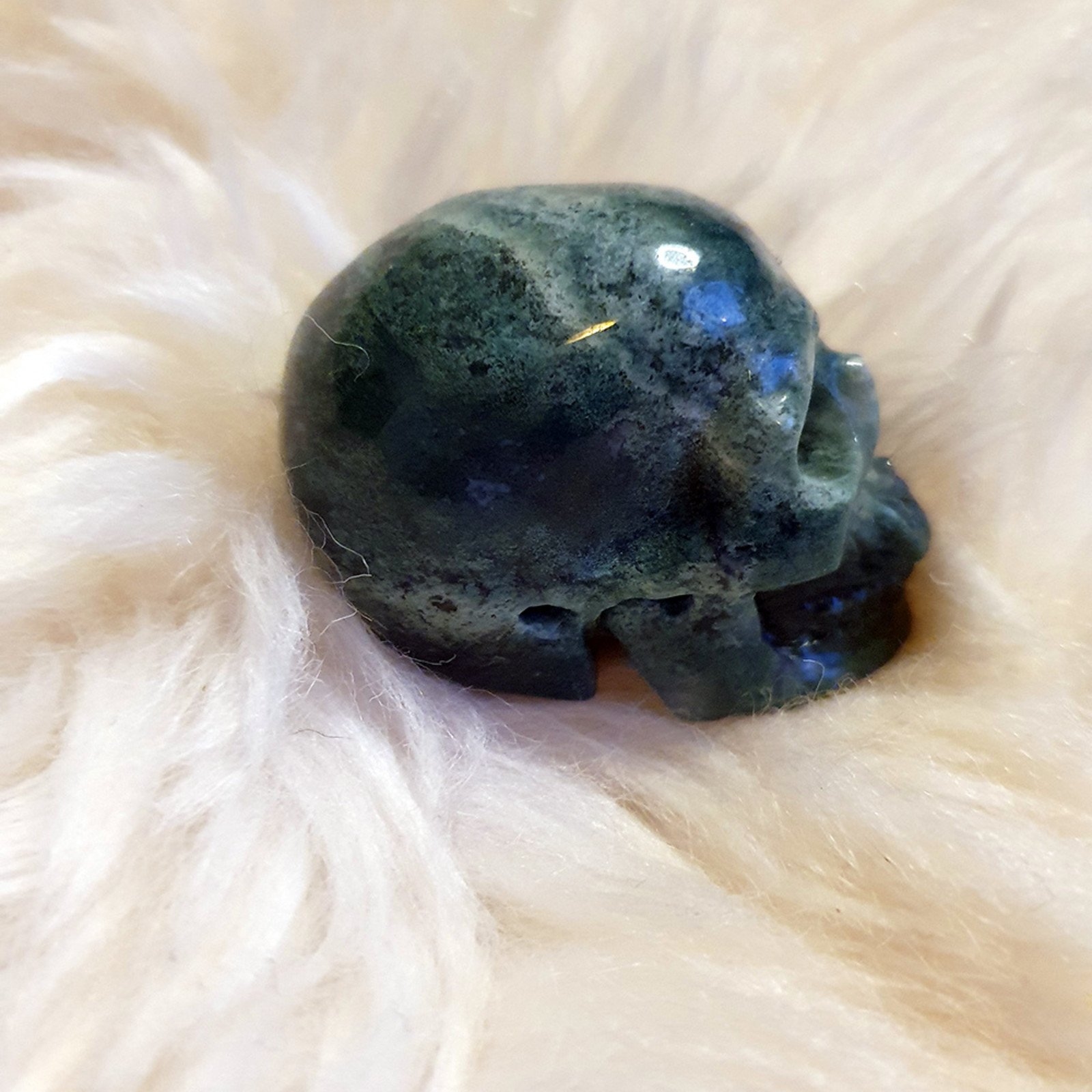Crystal Skull Genius - Green Moss Agate