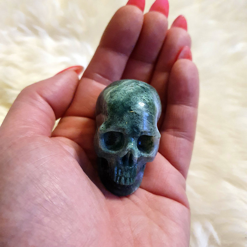 Crystal Skull Genius - Green Moss Agate