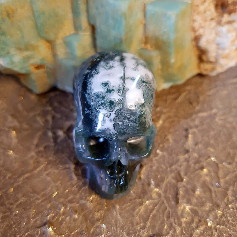 Crystal Skull Aad - Moss Agate