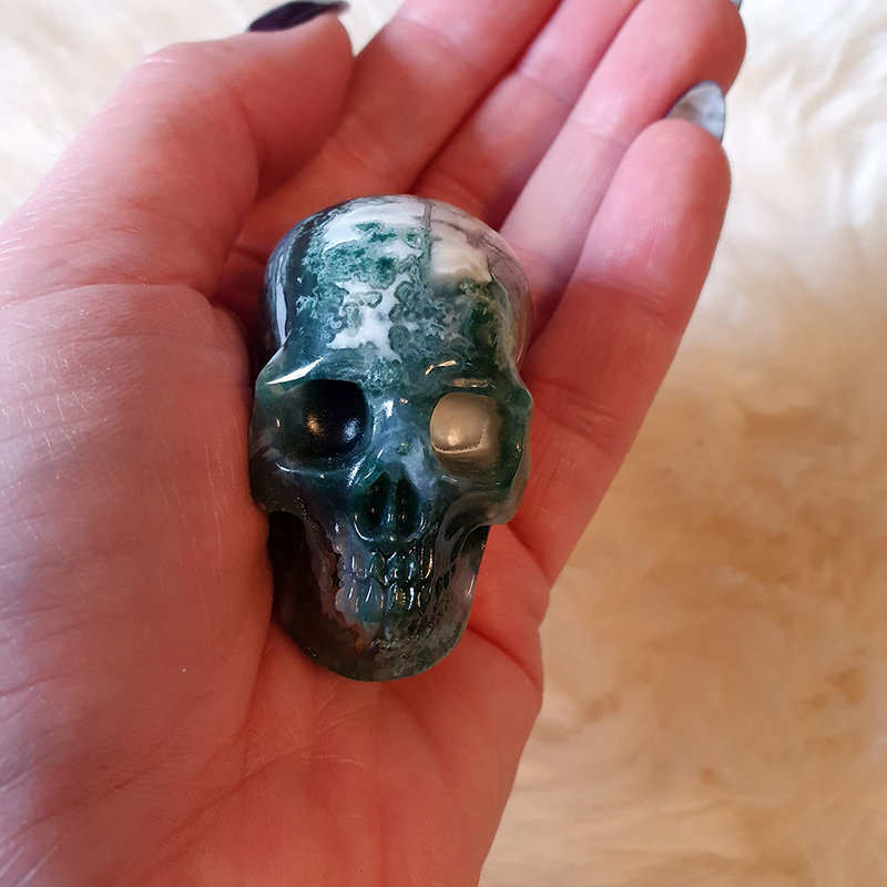 Crystal Skull Aad - Moss Agate