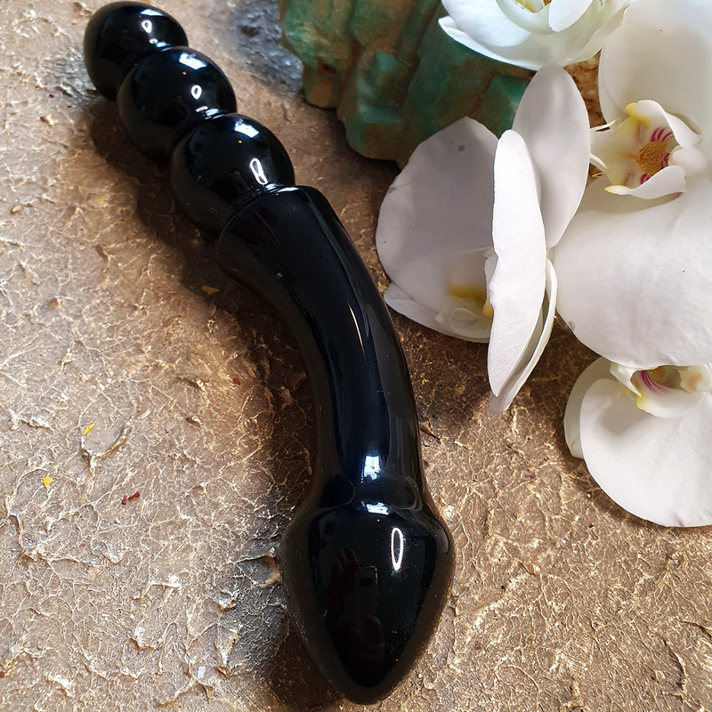 Combideal Black Obsidian Yoni Egg  + Inanna Black Obsidian  yoni wand