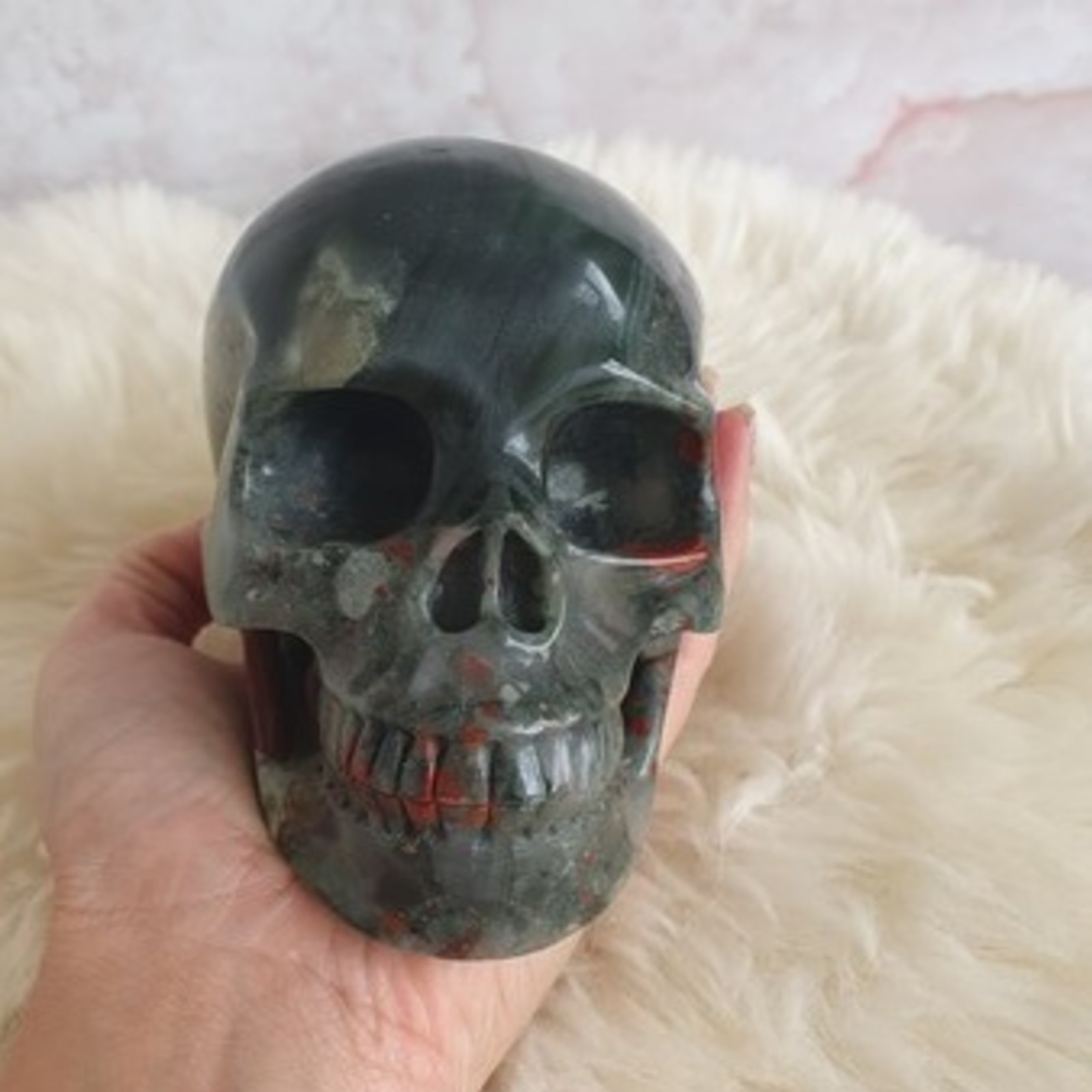 Crystal Skull Kala, bloodstone skull