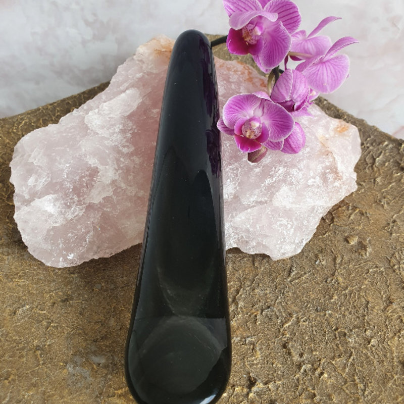 Eurynome - Silver Sheen Obsidian Yoni Wand