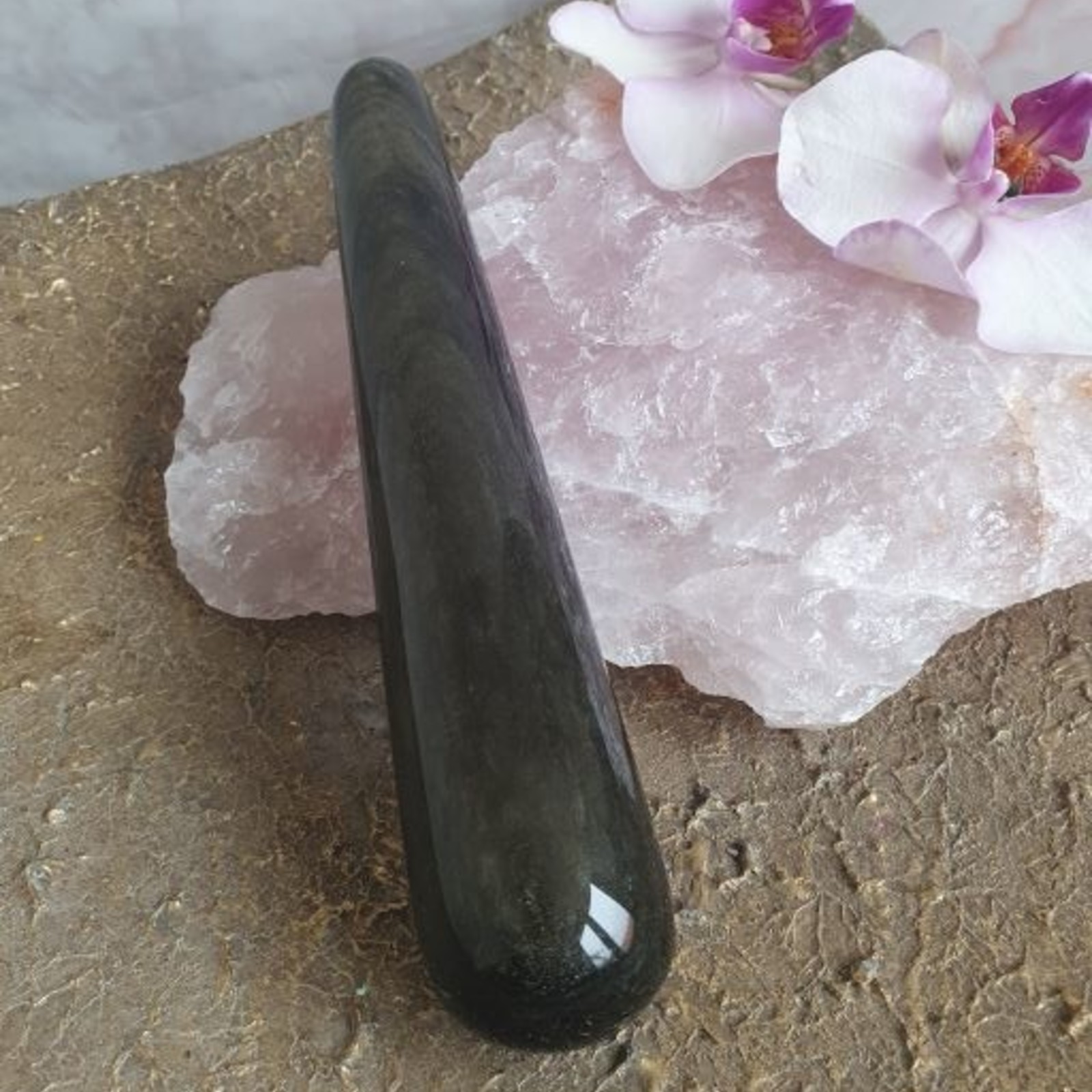 Aleiah - Golden Sheen Obsidian Yoni Wand