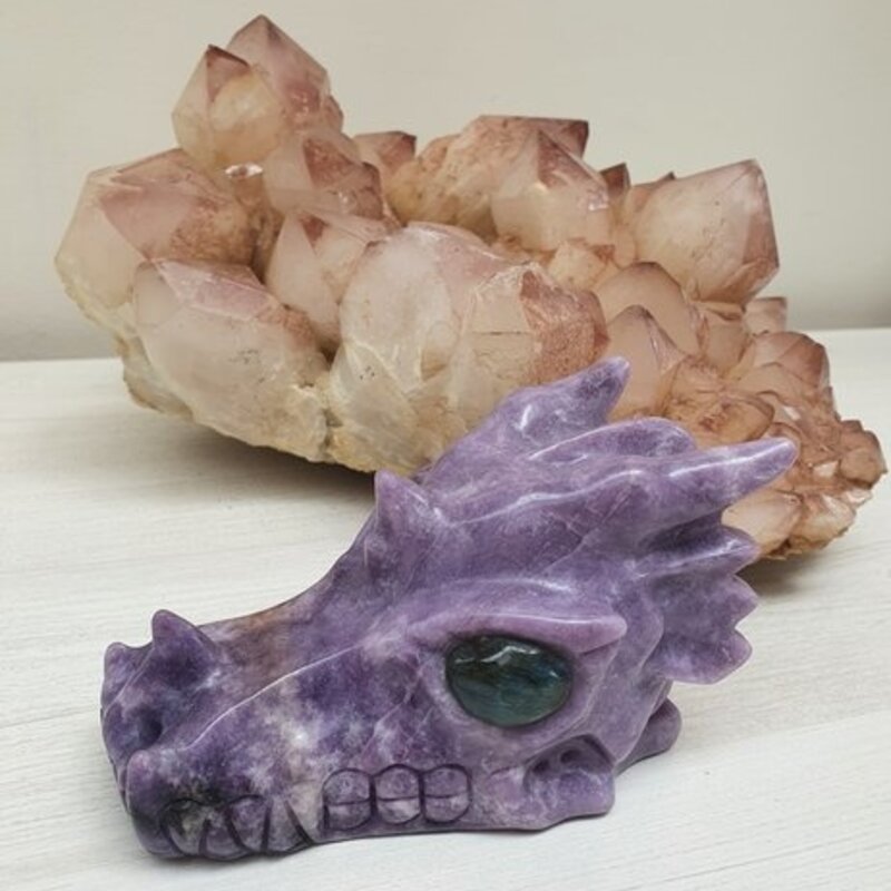 Shey - Lepidolite Dragon with labradorite eyes