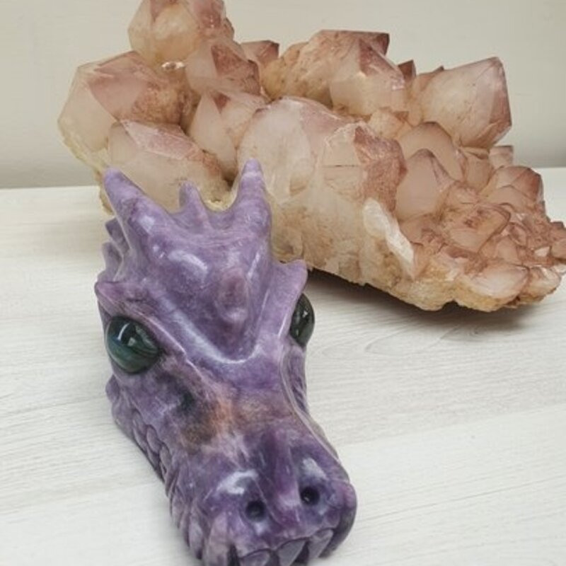 Shey - Lepidolite Dragon with labradorite eyes