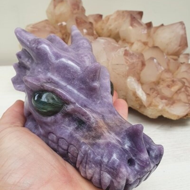 Shey - Lepidolite Dragon with labradorite eyes