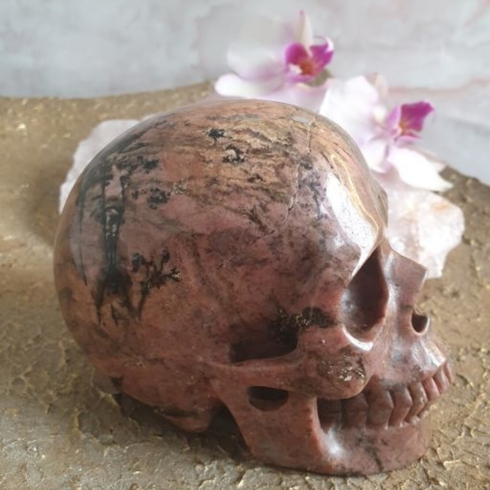 Freya - Rhodonite Crystal Skull
