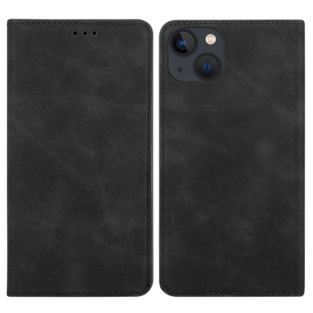 Coverzs Hoesje geschikt voor iPhone 14 Plus hoesje bundel - Luxe bookcase en transparant case - 2 hoogwaardige hoesjes voor Hoesje geschikt voor iPhone 14 Plus - Bundel van Zwart en Transparant hoesje