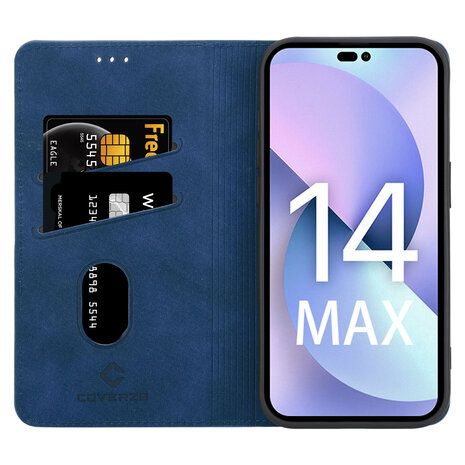 Coverzs Hoesje geschikt voor iPhone 14 Plus hoesje bundel - Luxe bookcase en transparant case - 2 hoogwaardige hoesjes voor Hoesje geschikt voor iPhone 14 Plus - Bundel van Blauw en Transparant hoesje