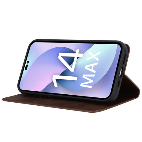 Coverzs Hoesje geschikt voor iPhone 14 Plus hoesje bundel - Luxe bookcase en transparant case - 2 hoogwaardige hoesjes voor Hoesje geschikt voor iPhone 14 Plus - Bundel van Donkerbruin en Transparant hoesje