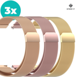 Strap-it Milanees bandje 20mm - (Set) Magneet milanese band geschikt voor Samsung Galaxy Watch 5 & Pro / Galaxy Watch 4 - Classic 40mm - 44mm - 46mm - 42mm / Galaxy Watch 1 42mm & 3 41mm / Active (2) / Garmin Venu / Amazfit Bip / GTS - Rosé - Roze - Goud