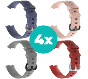 Strap-it Grijsblauw - Grijs - Rood - Lichtroze Charge 4 / 3 bundel - Maat S/M