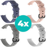 Strap-it Grijsblauw - Grijs - Wit - Lichtroze Charge 4 / 3 bundel - Maat S/M