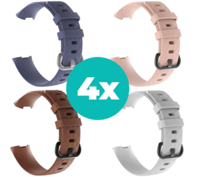 Strap-it Grijsblauw - Bruin - Wit - Lichtroze Charge 4 / 3 bundel - Maat S/M