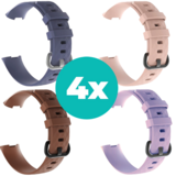 Strap-it Grijsblauw - Bruin - Lila - Lichtroze Charge 4 / 3 bundel - Maat S/M