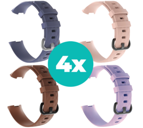 Strap-it Grijsblauw - Bruin - Lila - Lichtroze Charge 4 / 3 bundel - Maat S/M