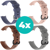 Strap-it Grijsblauw - Bruin - Grijs - Lichtroze Charge 4 / 3 bundel - Maat S/M