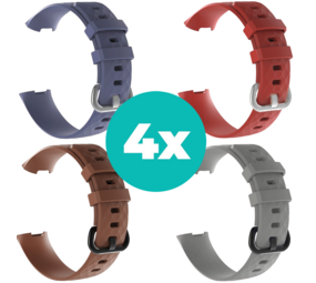 Strap-it Grijsblauw - Bruin - Grijs - Rood Charge 4 / 3 bundel - Maat S/M