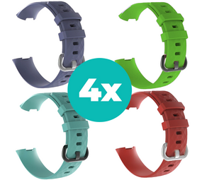 Strap-it Grijsblauw - Aqua - Rood - Groen Charge 4 / 3 bundel - Maat S/M