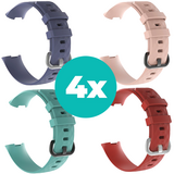 Strap-it Grijsblauw - Aqua - Rood - Lichtroze Charge 4 / 3 bundel - Maat S/M