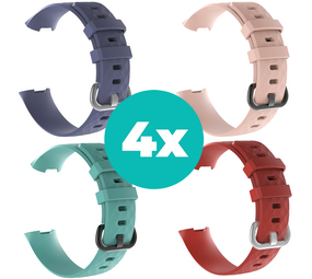 Strap-it Grijsblauw - Aqua - Rood - Lichtroze Charge 4 / 3 bundel - Maat S/M
